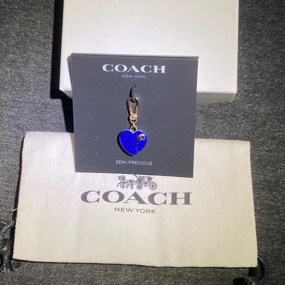 SOLD!! COACH Hang Tag Heart In Genuine Blue Lapis Lazuli Stone - NWT!